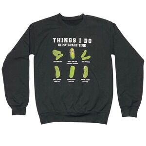 Funny‎ Pickle Graphic Sweatshirt Black Novelty Pullover Unisex Humor